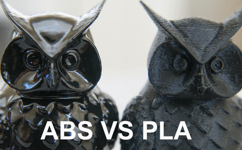 side by side comparison of a 3d printed part in PLA and ABS