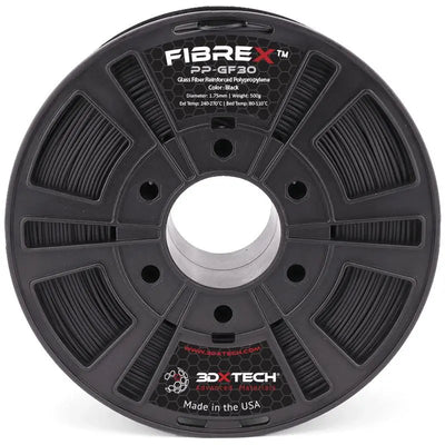 Negro - 1,75 mm 3DXTech FibreX™ PP+GF30 Polipropileno - 0,5 kg