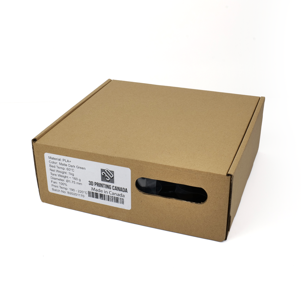 Dark Green - Canadian-made Matte PLA+ Filament - 1.75mm, 1kg 3D Printing Canada