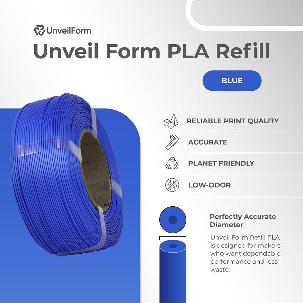Blue - Unveil Form Refill PLA - 1.75mm, 1kg Unveil Form