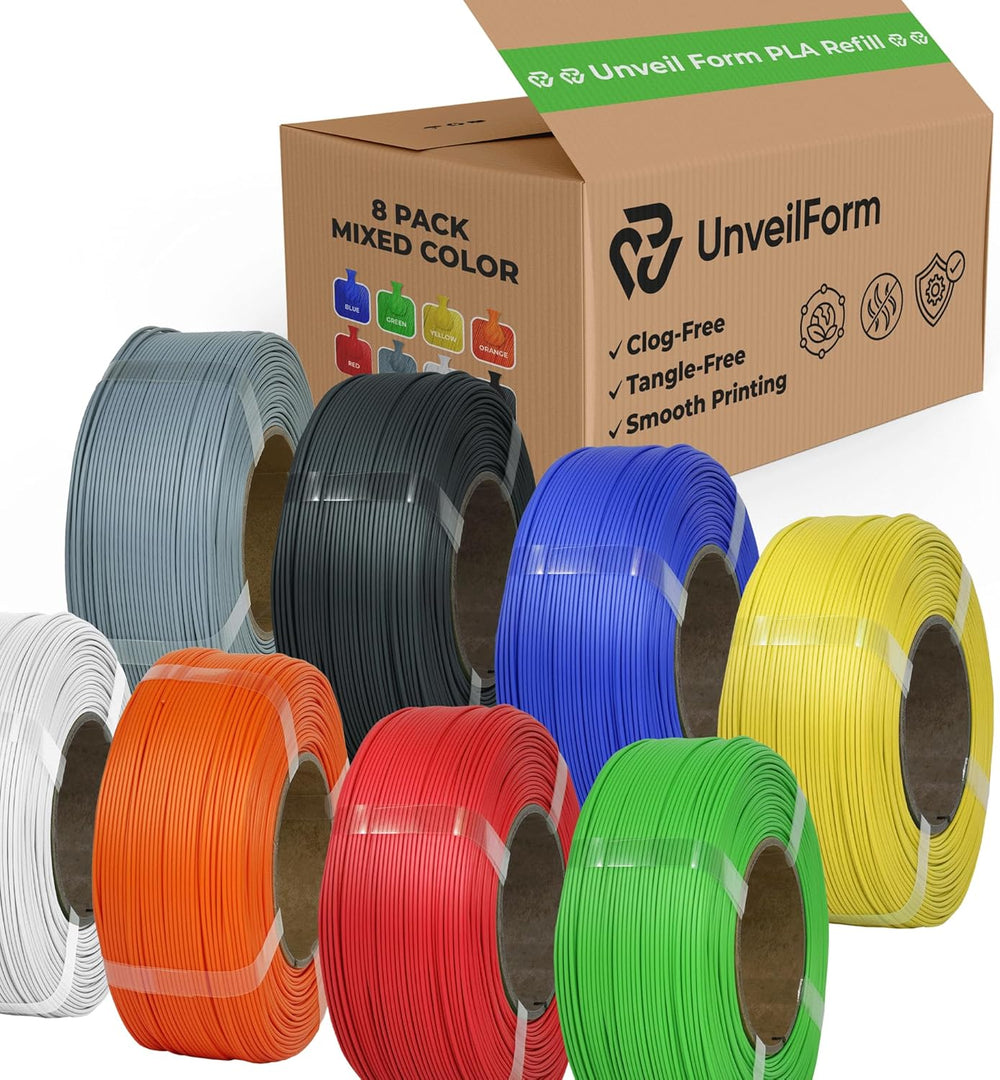 Mixed Colour - Unveil Form Refill PLA - 1.75mm, 8x 1kg Unveil Form