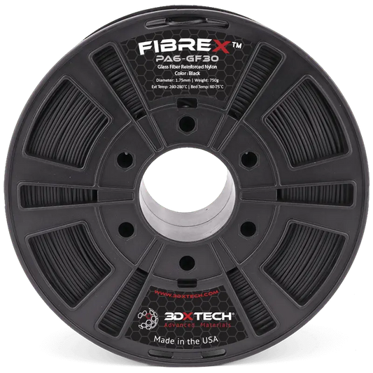 Black - 1.75mm 3DXTech FibreX™ PA6+GF30 Nylon Filament - 0.75 kg