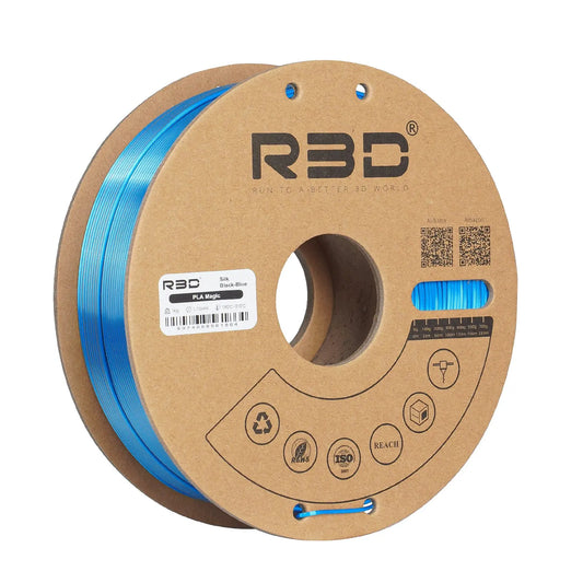 Black/Blue - R3D Dual Colour Silk PLA Magic Filament - 1.75mm, 1kg