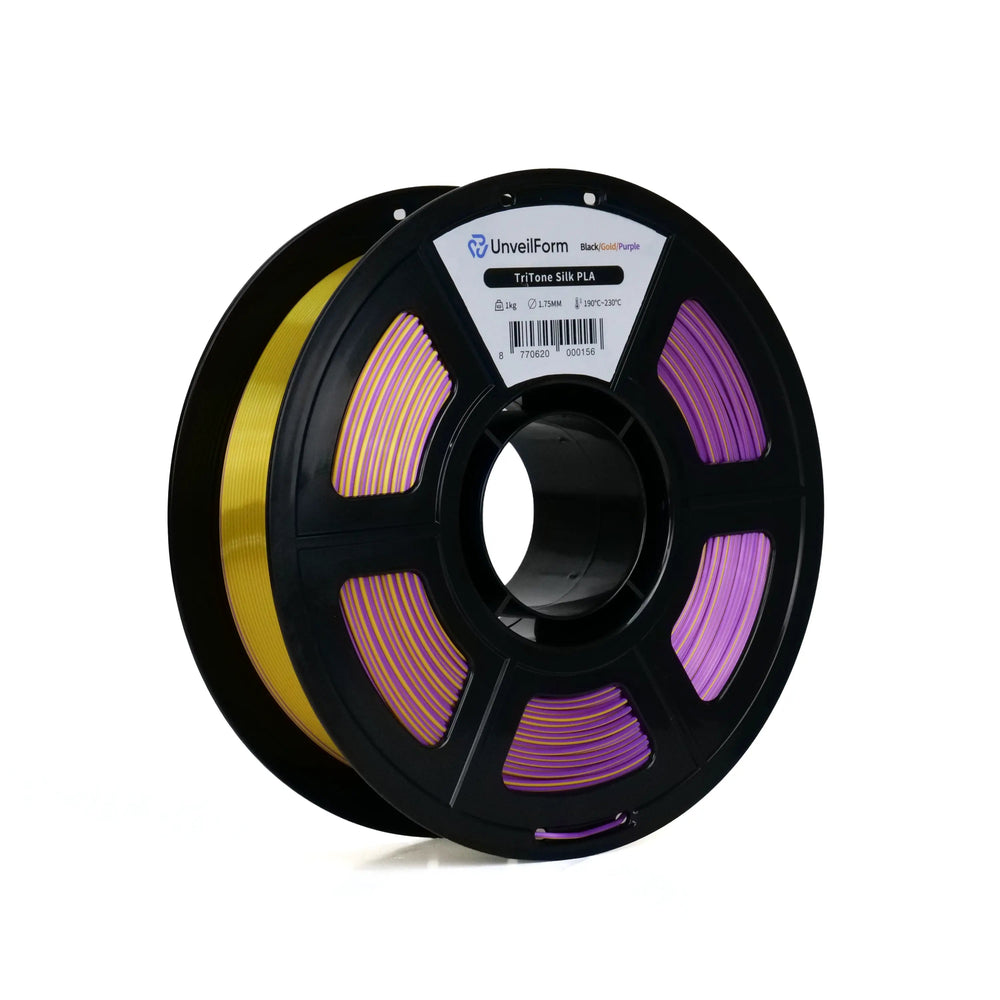 Black/Gold/Purple - Unveil Form TriTone Silk PLA - 1.75mm, 1kg Unveil Form