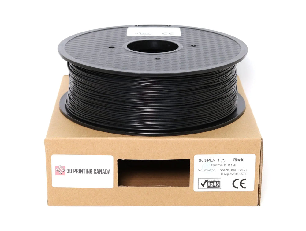 Black - Standard Flexible PLA Filament - 1.75mm, 1kg