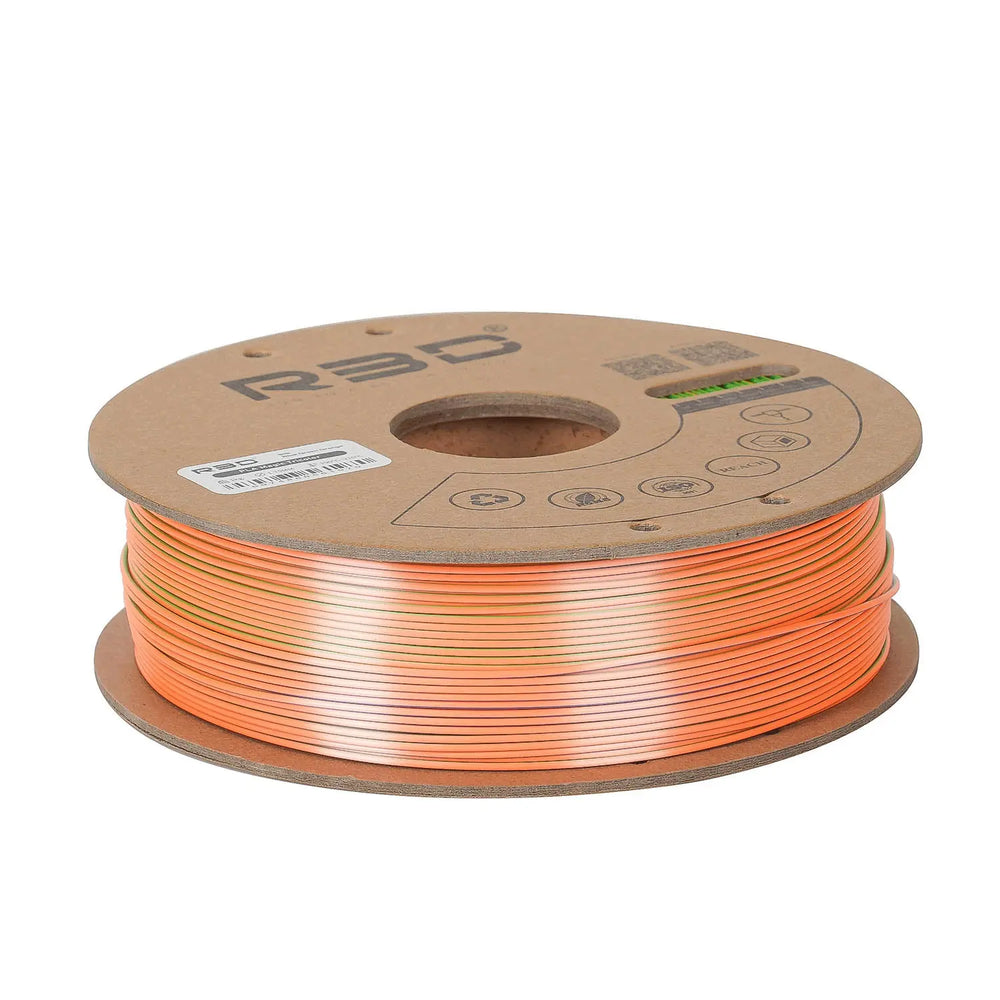Blue/Green/Orange - R3D Tri Colour Silk Magic PLA Filament - 1.75mm, 1kg R3D
