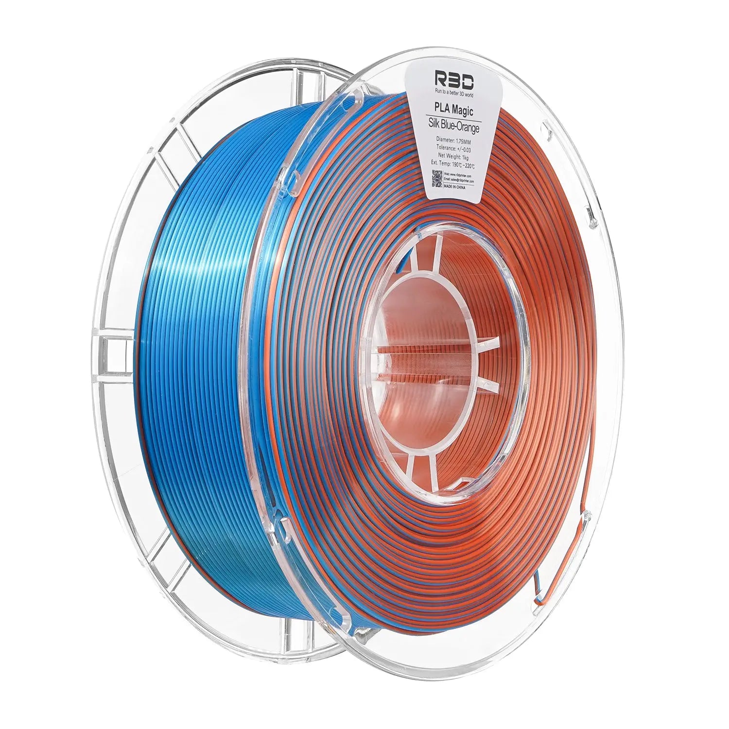 Blue/Orange - R Dual Colour Silk PLA Magic Filament - 1.75mm, 1kg -
