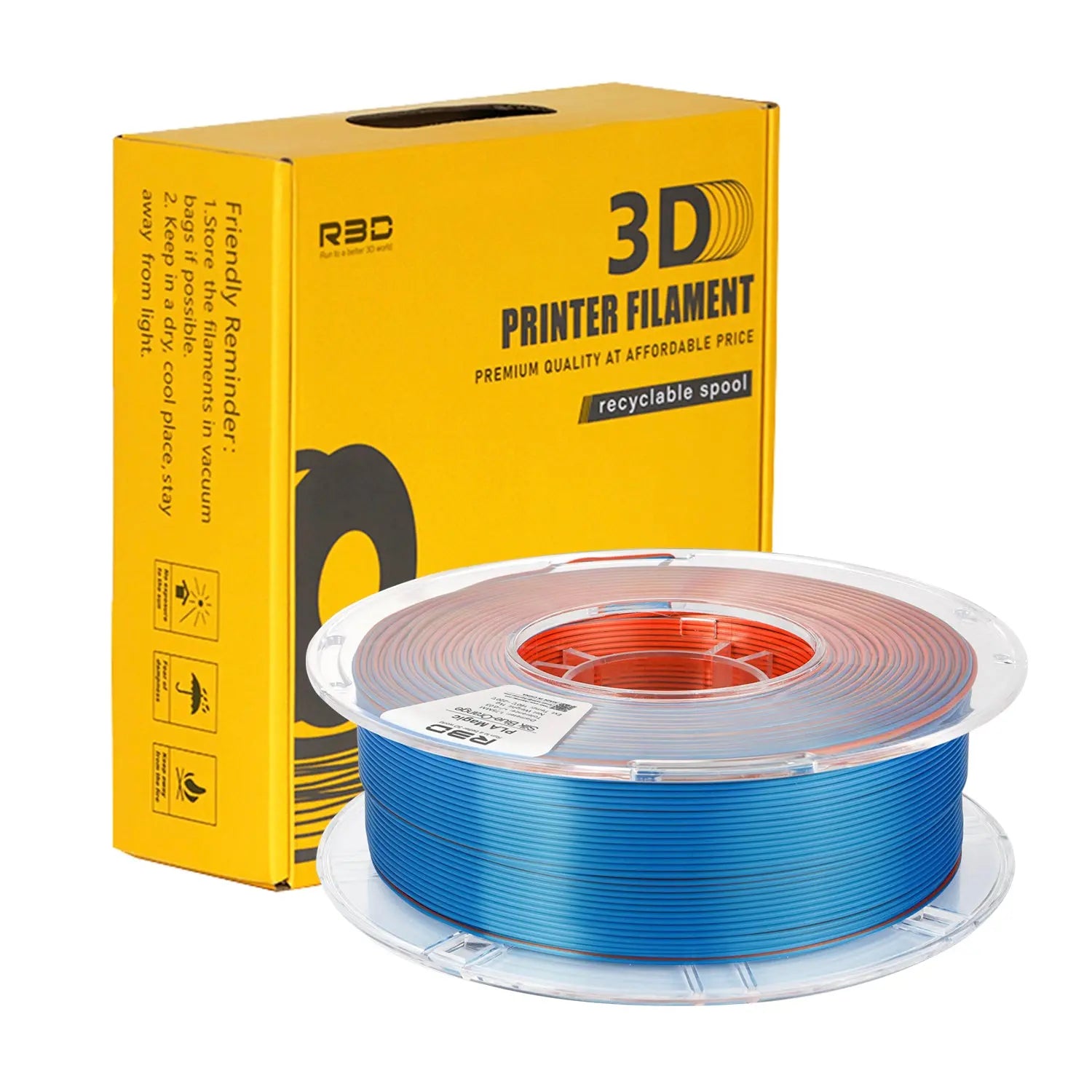 Blue/Orange - R Dual Colour Silk PLA Magic Filament - 1.75mm, 1kg -