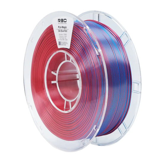 Blue/Red - R3D Dual Colour Silk PLA Magic Filament - 1.75mm, 1kg