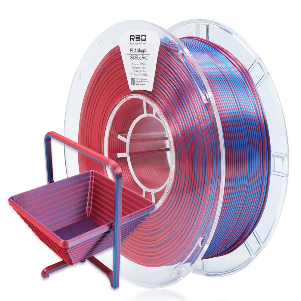 Blue/Red - R3D Dual Colour Silk PLA Magic Filament - 1.75mm, 1kg R3D