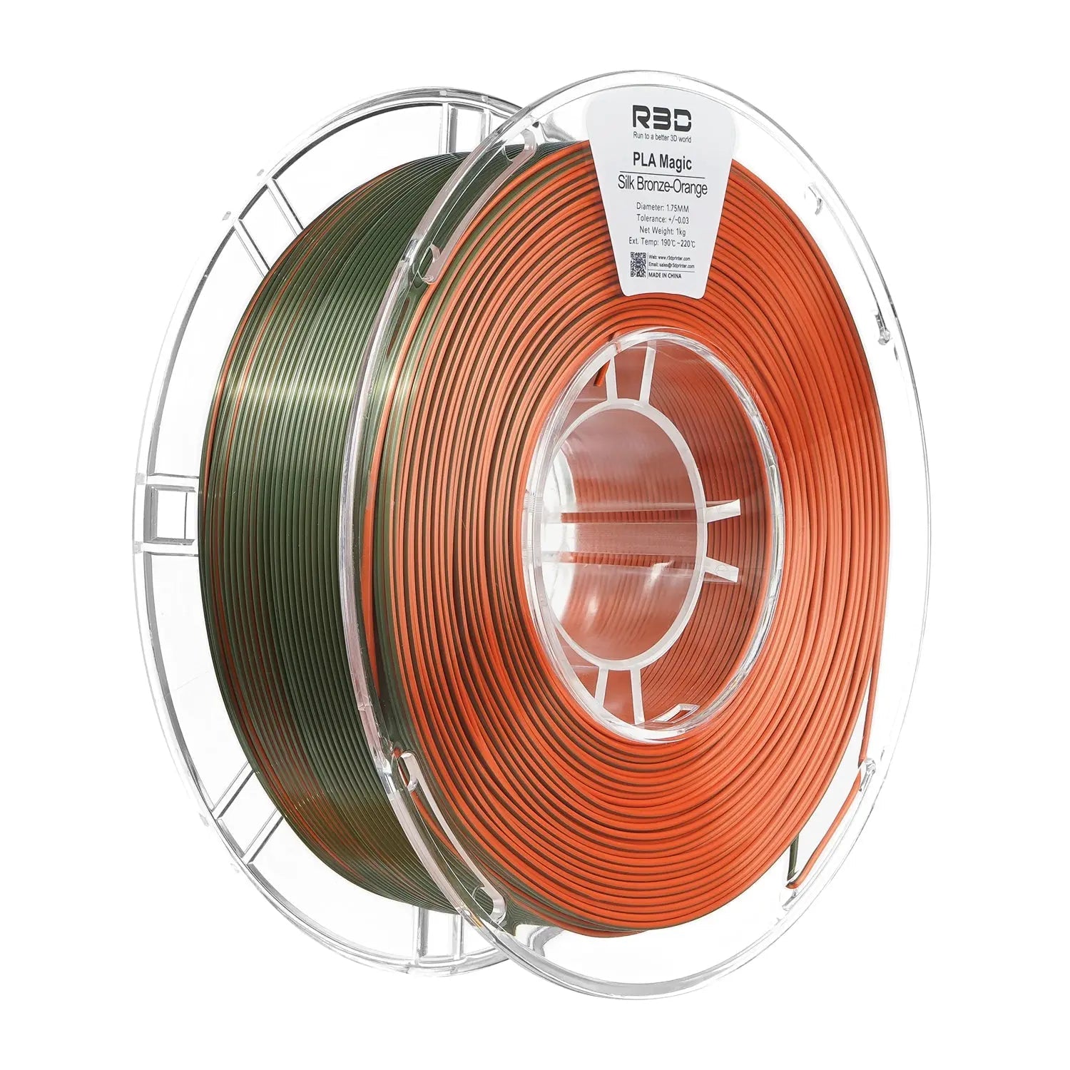 Bronze/Orange R3D Dual Colour Silk PLA Magic Filament 1.75mm, 1kg