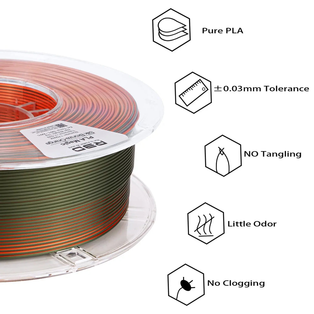 Bronze/Orange - R3D Dual Colour Silk PLA Magic Filament - 1.75mm, 1kg R3D
