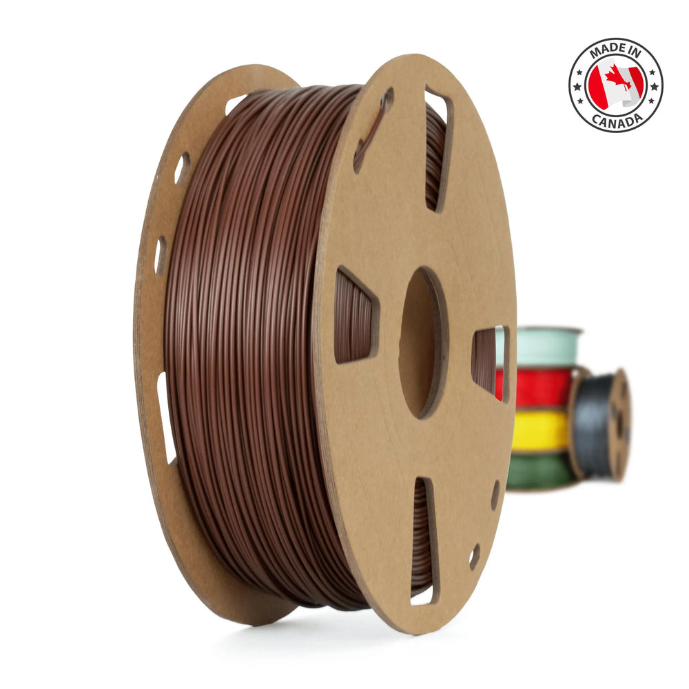 Marrón: filamento PLA+ fabricado en Canadá: 1.75 mm, 1 kg