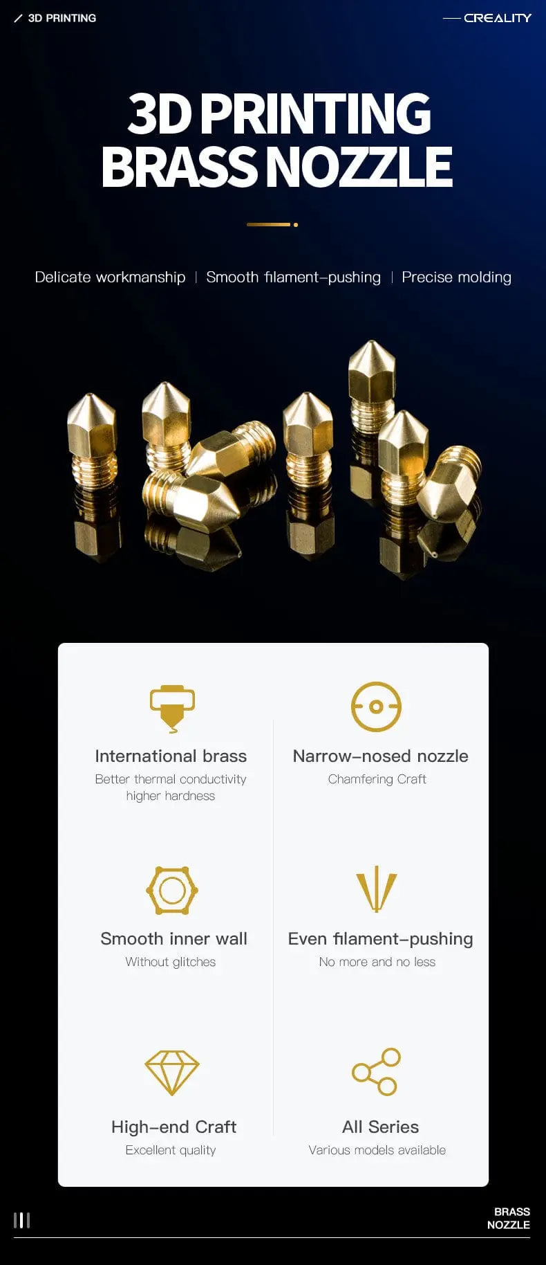 Official Creality CR-10s Pro / CR-10 Max Brass Nozzle 1.75mm-0.4mm