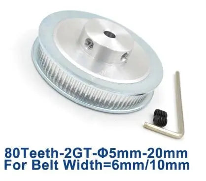 Polea de correa de distribución GT2-6 80T (orificio interior de 5 mm)