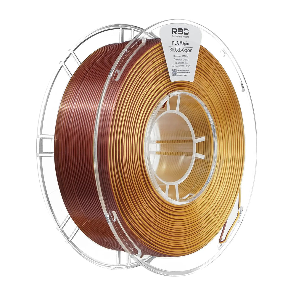 Gold/Copper - R3D Dual Colour Silk PLA Filament - 1.75mm, 1kg R3D