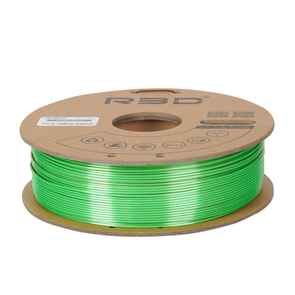 Gold/Green/Black - R3D Tri Colour Magic Silk PLA Filament - 1.75mm, 1kg R3D