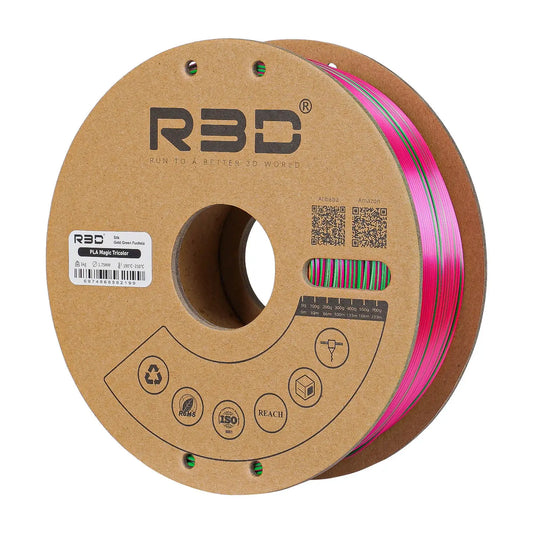 Gold/Green/Fuchsia - R3D Tri Colour Magic Silk PLA Filament - 1.75mm, 1kg