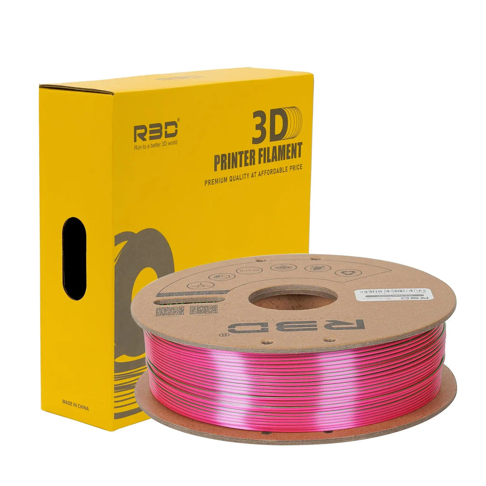 Gold/Green/Fuchsia - R3D Tri Colour Magic Silk PLA Filament - 1.75mm, 1kg R3D