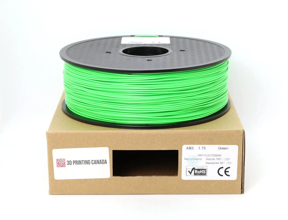 Green - Standard ABS Filament - 1.75mm, 1kg 3D Printing Canada
