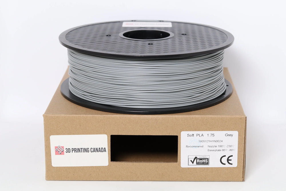 Grey - Standard Flexible PLA Filament - 1.75mm, 1kg