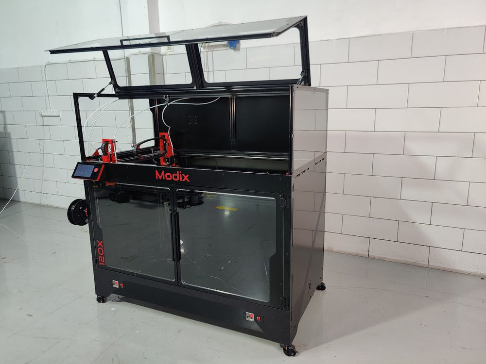 Modix BIG-120X with the optional enclosure and the top lid open