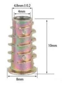 Tuerca de inserción roscada M4x10mm - Paquete de 10