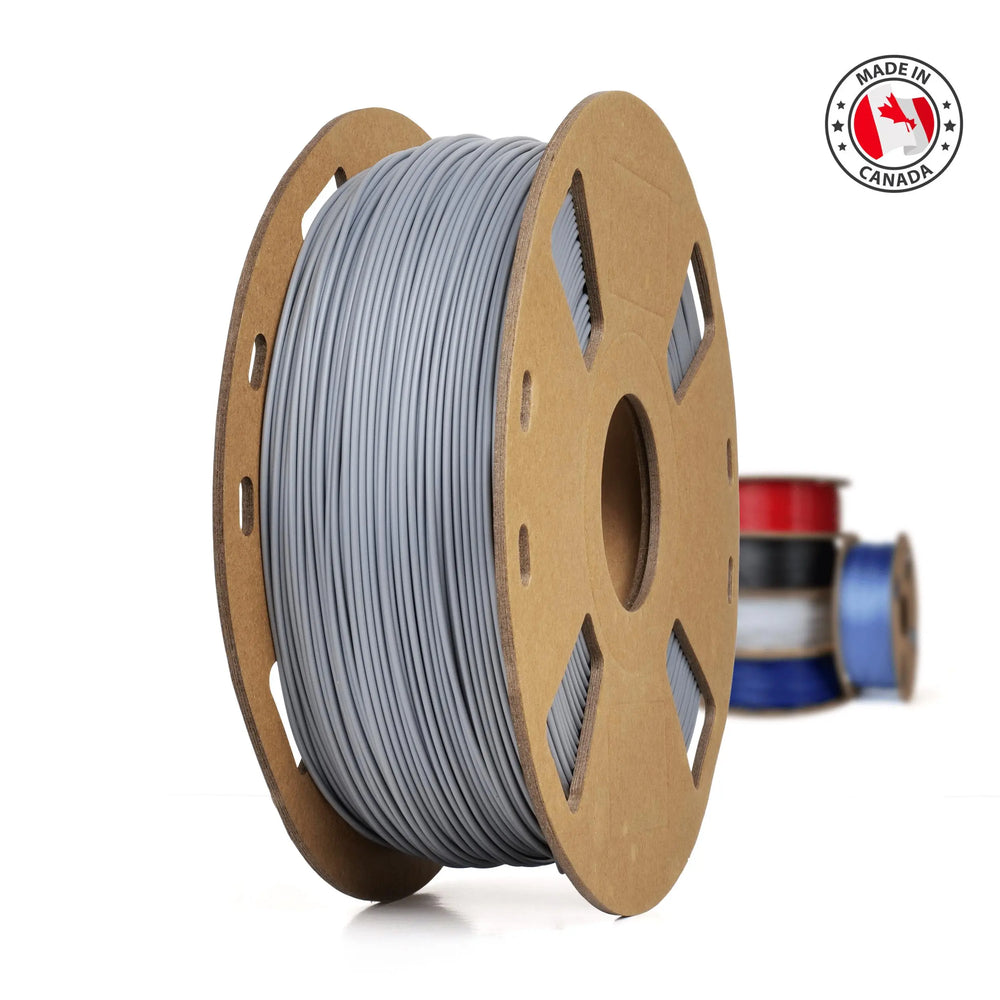 Gris medio - Filamento PETG+ fabricado en Canadá - 1,75 mm, 1 kg