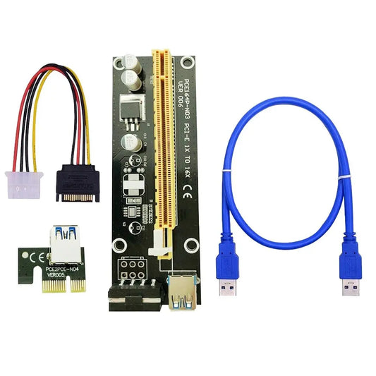 Tarjeta elevadora PCI-E 1x a 16x - Alimentación Molex de 4 pines - VER006