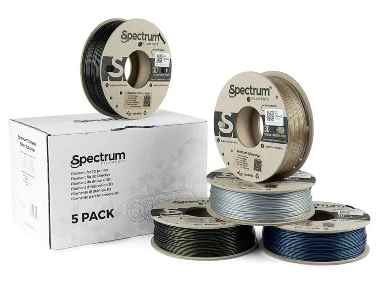 PLA Glitter Multi Pack - Filamento PLA Glitter Spectrum - 1.75 mm, 5 x 0.25 kg