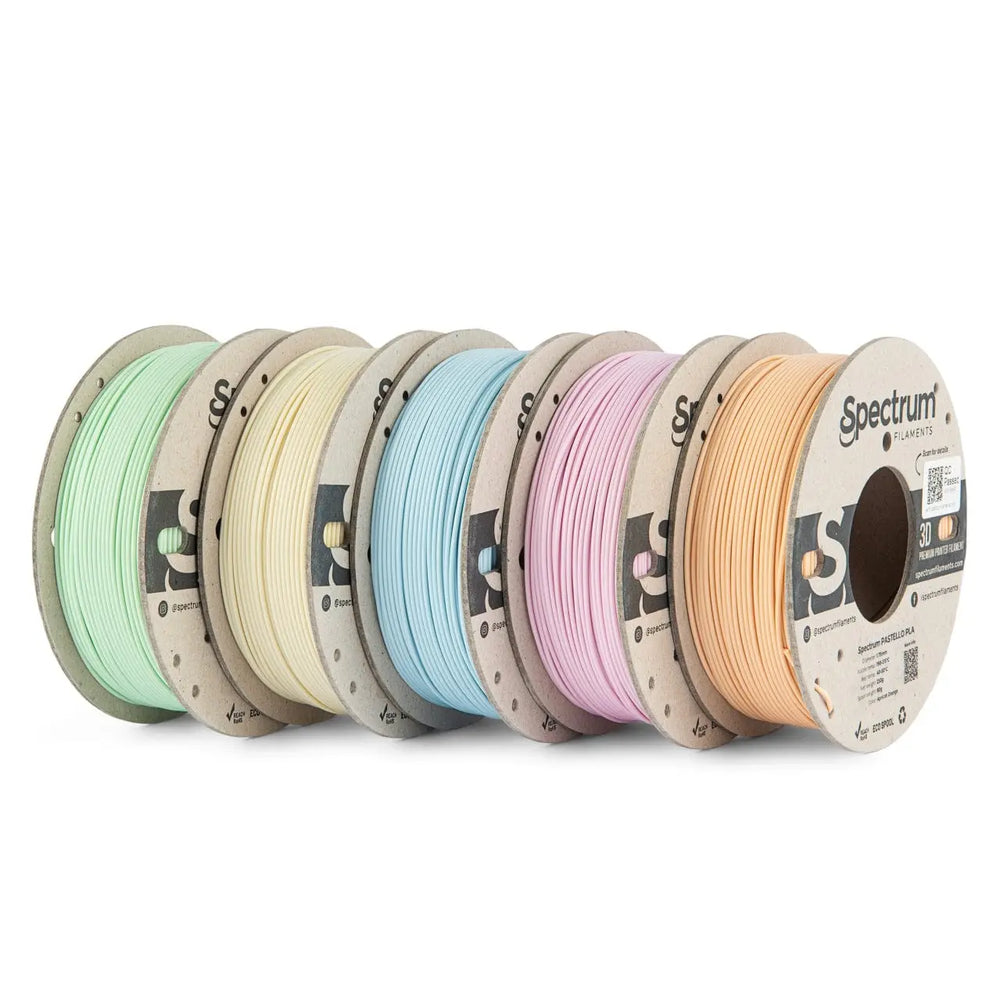 Pack de PLA Pastello múltiple - Filamento PLA Pastello Spectrum - 1,75 mm, 5 x 0,25 kg