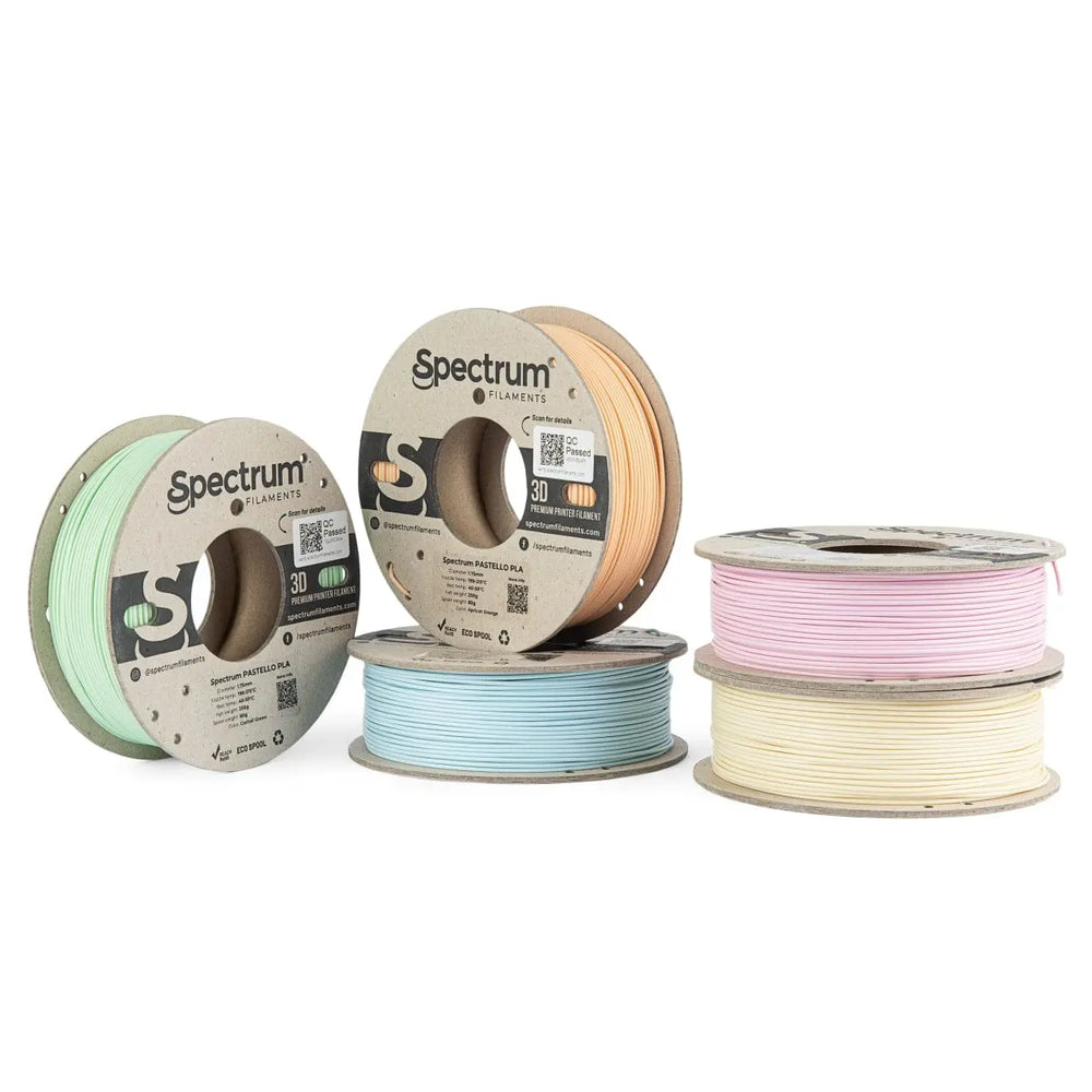 Pack de PLA Pastello múltiple - Filamento PLA Pastello Spectrum - 1,75 mm, 5 x 0,25 kg
