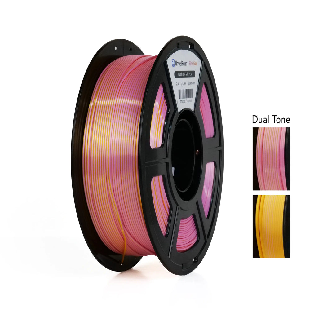 Pink/Gold - Unveil Form DualTone Silk PLA - 1.75mm, 1kg Unveil Form