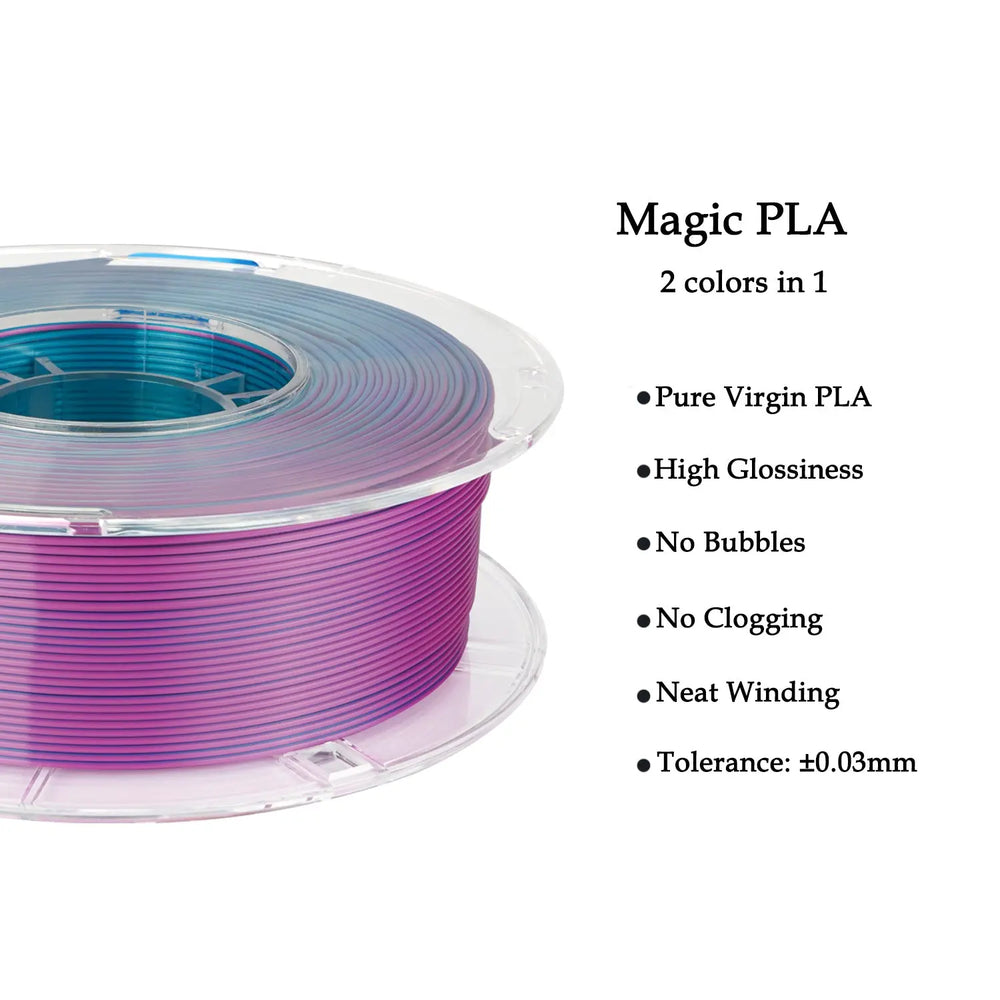 Purple/Blue - R3D Dual Colour Silk PLA Magic Filament - 1.75mm, 1kg R3D