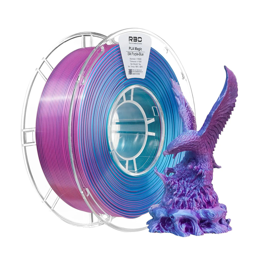 Purple/Blue - R3D Dual Colour Silk PLA Magic Filament - 1.75mm, 1kg R3D
