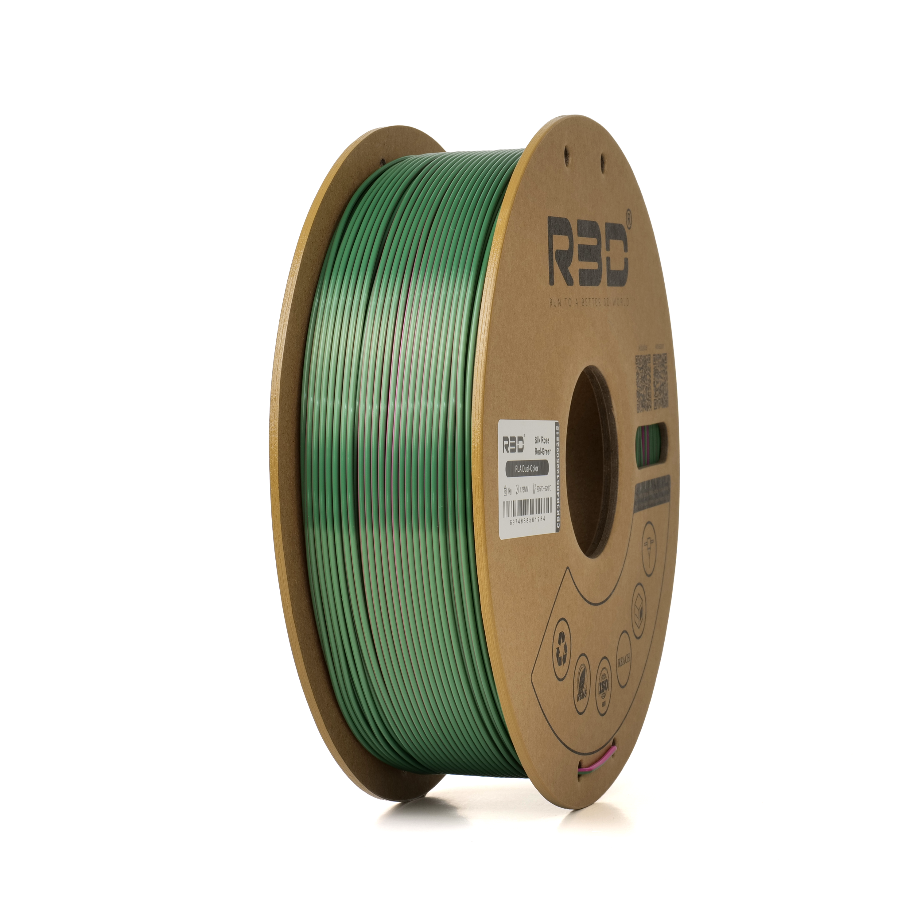 Redes En R3d Rose-Red/Green - R3D Dual Colour Magic Silk PLA Filament - 1.75mm, 1kg