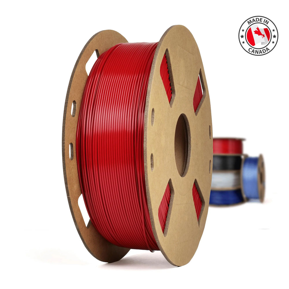 Rojo - Filamento PETG+ fabricado en Canadá - 1,75 mm, 1 kg