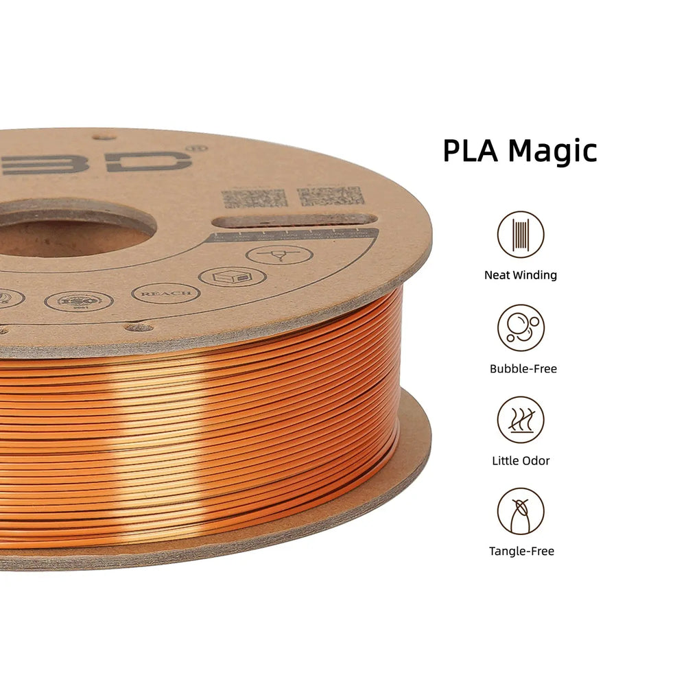 Red/Gold/Black - R3D Tri Colour Magic Silk PLA Filament - 1.75mm, 1kg R3D