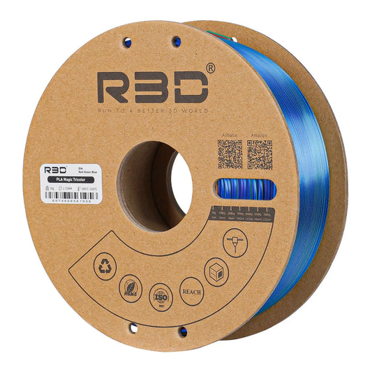 Red/Green/Blue - R3D Tri Colour Silk Magic PLA Filament - 1.75mm, 1kg