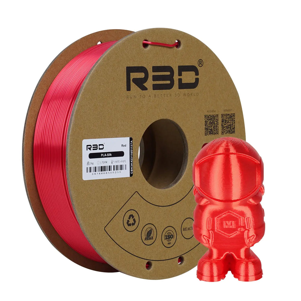 Red - R3D Silk PLA Filament - 1.75mm, 1kg R3D