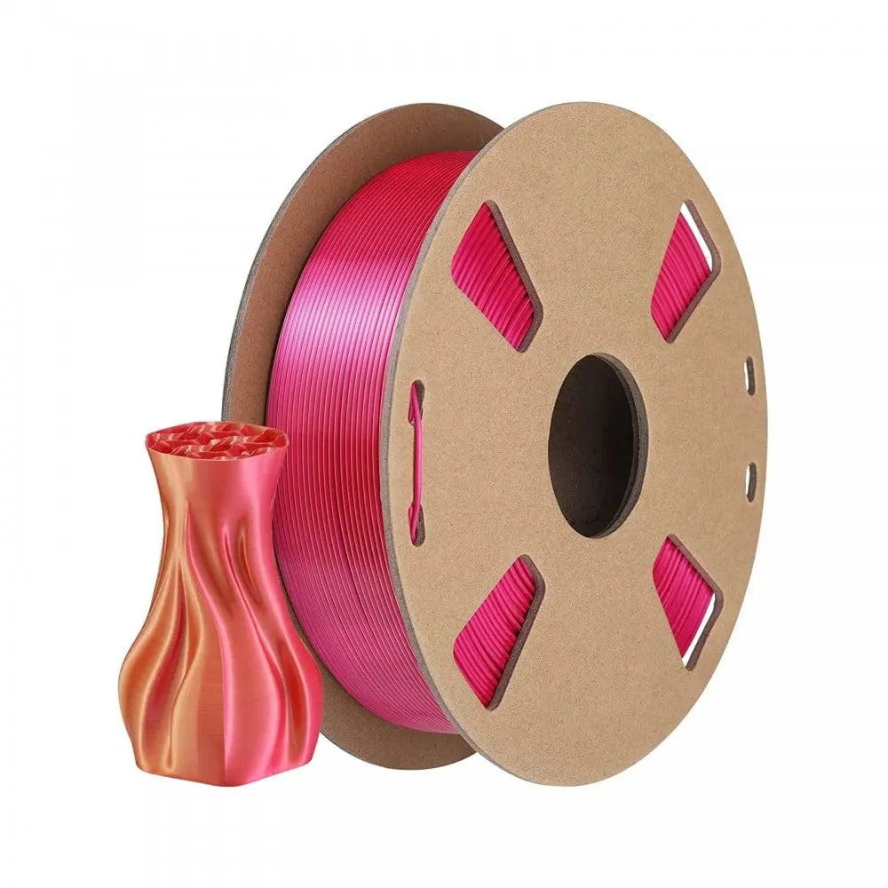 Oro/Rojo rosa - Filamento PLA de seda bicolor policromático - 1,75 mm, 1 kg