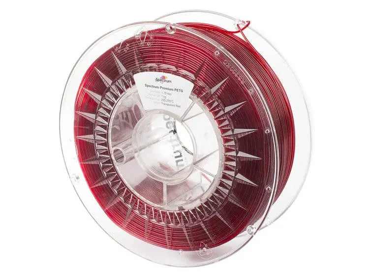 Filamento PETG Spectrum transparente rojo - 1,75 mm, 1 kg