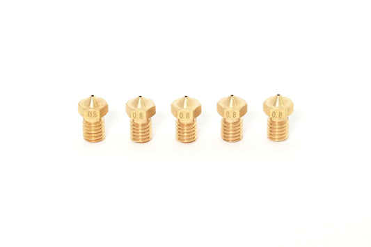 V6 E3D Clone Brass Nozzle 1.75mm-0.8mm (5 Pack)