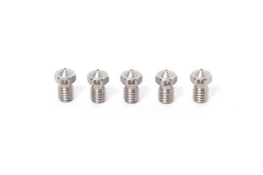 V6 E3D Clone Stainless Steel Nozzle 1.75mm-0.6mm (5 Pack)