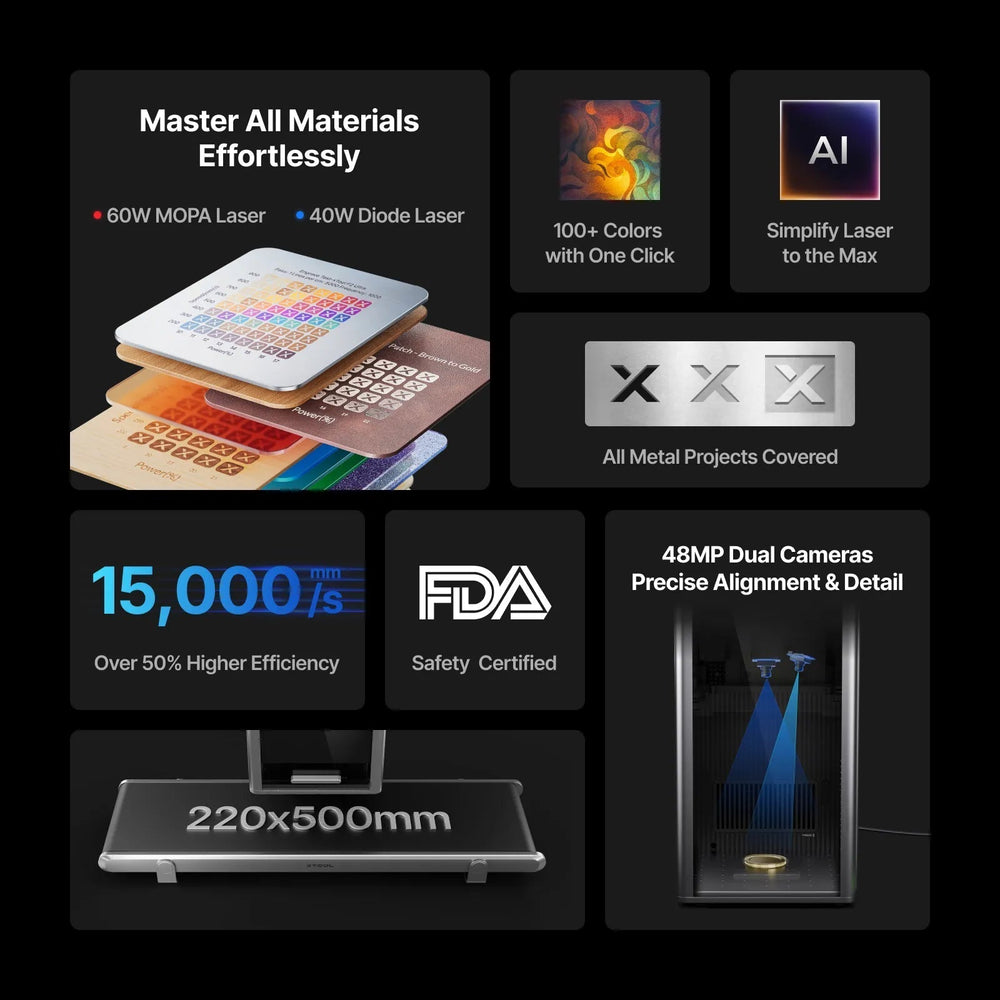 xTool F2 Ultra 60W MOPA & 40W Diode Dual Laser Engraver