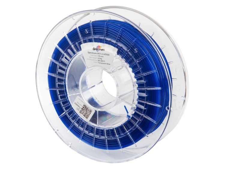 Transparent Blue - 1.75mm Spectrum PET-G HT100 Filament - 0.5 kg