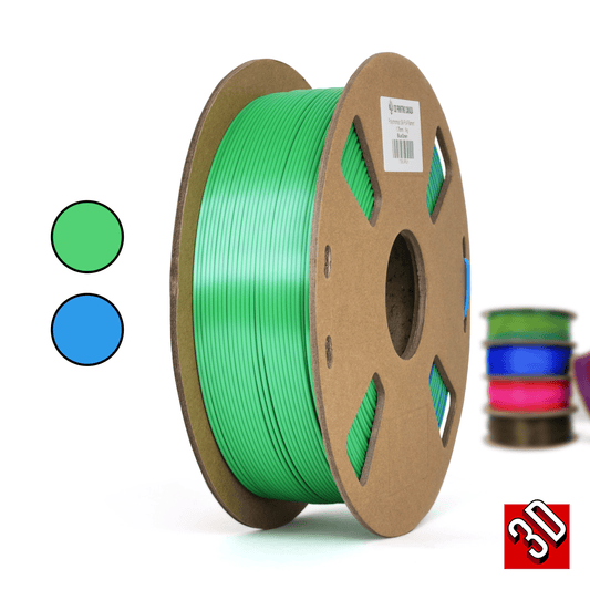 Azul/Verde - Filamento PLA Seda Bicolor Policromático - 1.75mm, 1 kg