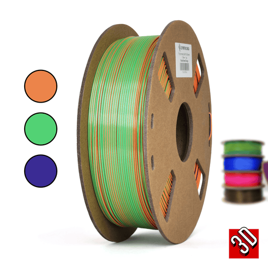 Blue/Green/Orange - Polychromatic Tri-Colour Silk PLA Filament - 1.75mm, 1 kg