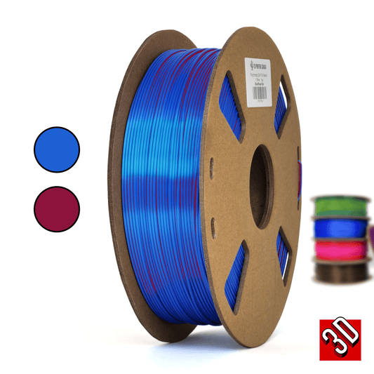 Azul/Rojo rosa - Filamento PLA de seda bicolor policromático - 1,75 mm, 1 kg
