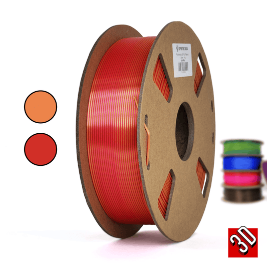 Dorado/Rojo - Filamento PLA Seda Bicolor Policromático - 1.75mm, 1 kg
